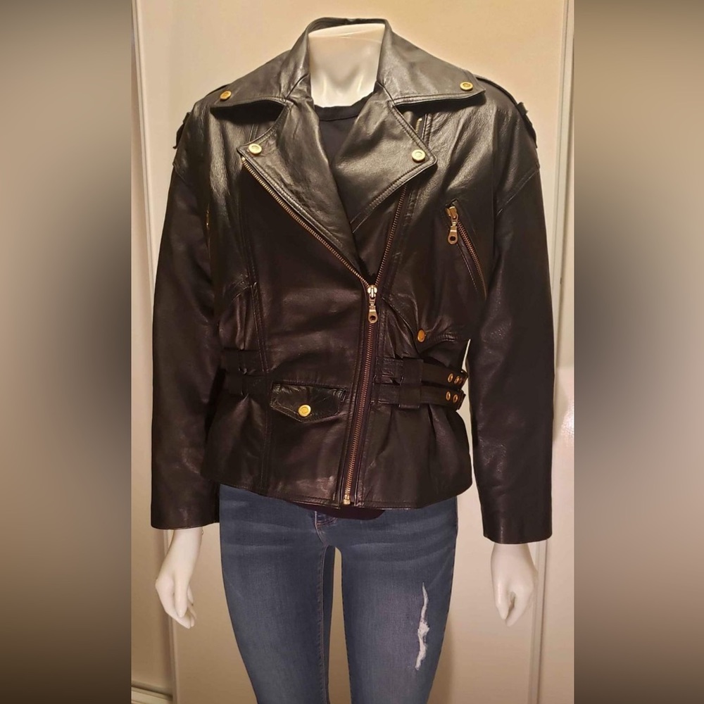 Vintage leather biker jacket